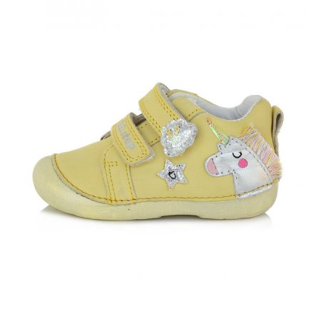 Dievčenské kožené prechodné topánky-Yellow