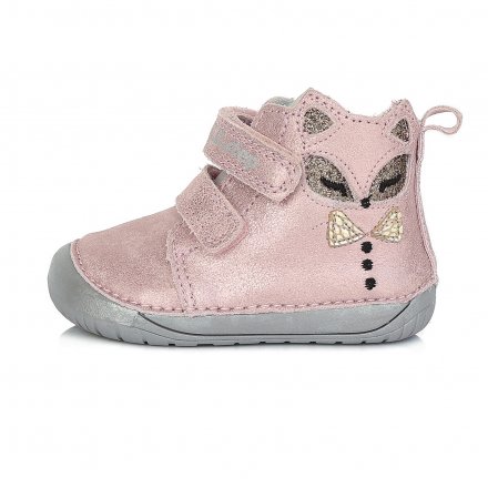 Dievčenské kožené prechodné topánky-BAREFOOT-Pink