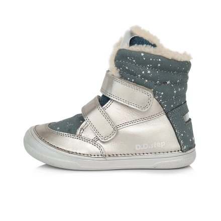 Dievčenské zimné  topánky zateplené s kožušinkou-silver