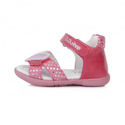 Dievčenské kožené sandále-Dark Pink